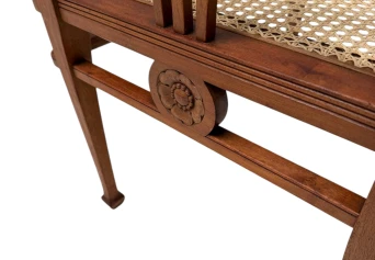 Art Nouveau Armchair with Wicker Seat by H.P. Mutters & Zoon, 1900s